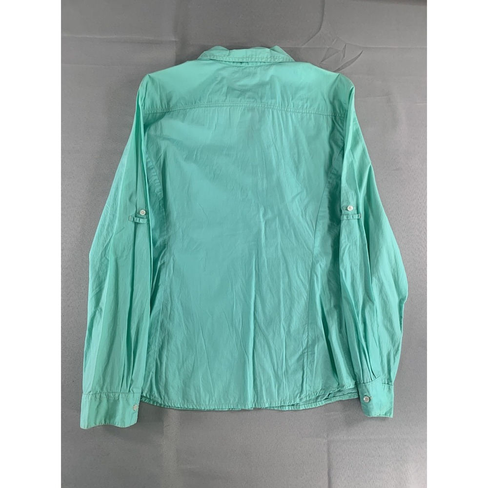 Tommy Hilfiger Shirt Womens 2XL Aqua Blue Long Sleeve Button Up Pocket Cotton - Picture 2 of 7